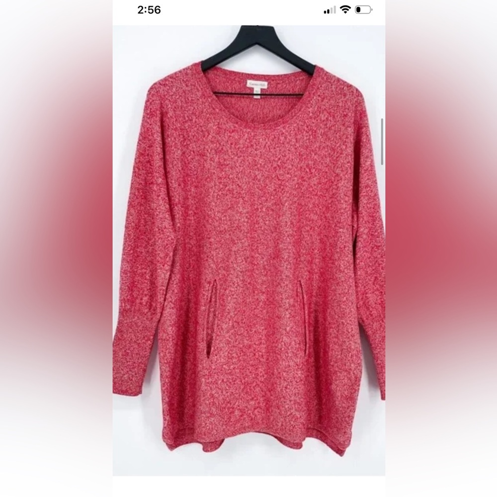 Garnet Hill Red Organic Cotton pocket‎ Detail sweater small
